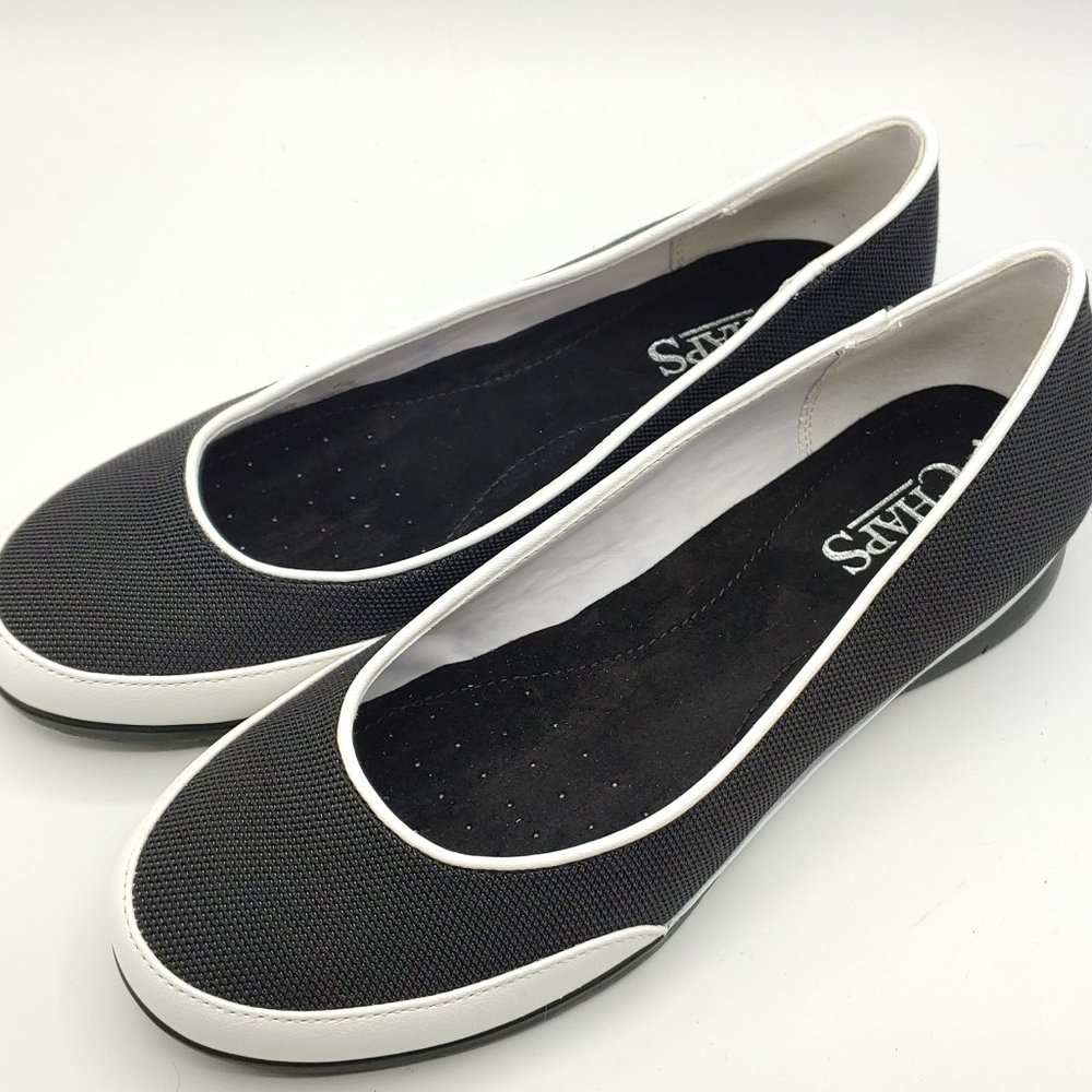 womens 6B Charleen Casual Shoe Black White slip on